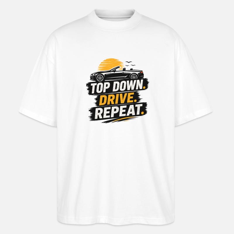 Top Down Drive Repeat Cabrio - Stanley/Stella Oversized Unisex Bio T-Shirt Blaster 2.0 - Weiß