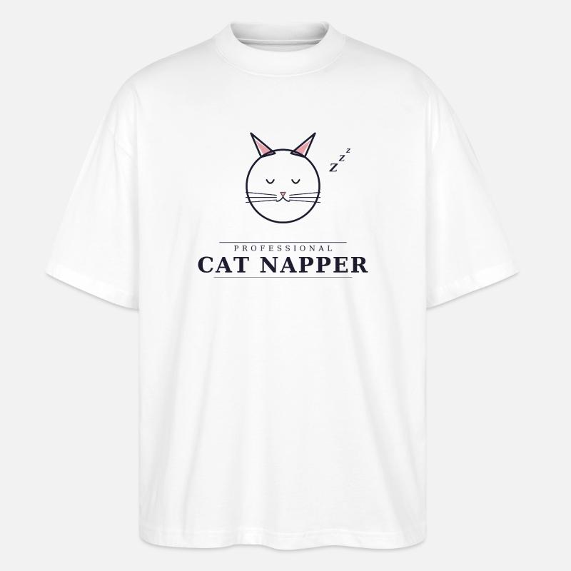 Professional Cat Napper - Stanley/Stella Oversized Unisex Organic T-shirt Blaster 2.0 - white