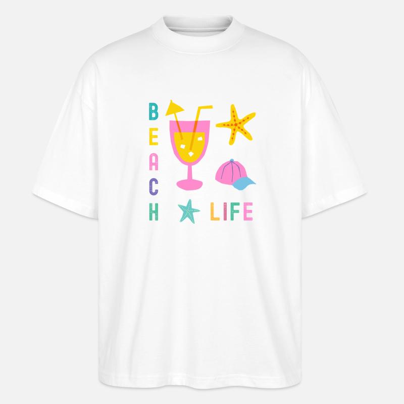 Vie de plage style été - T-shirt bio Blaster 2.0 coupe oversize Stanley/Stella Unisexe - blanc