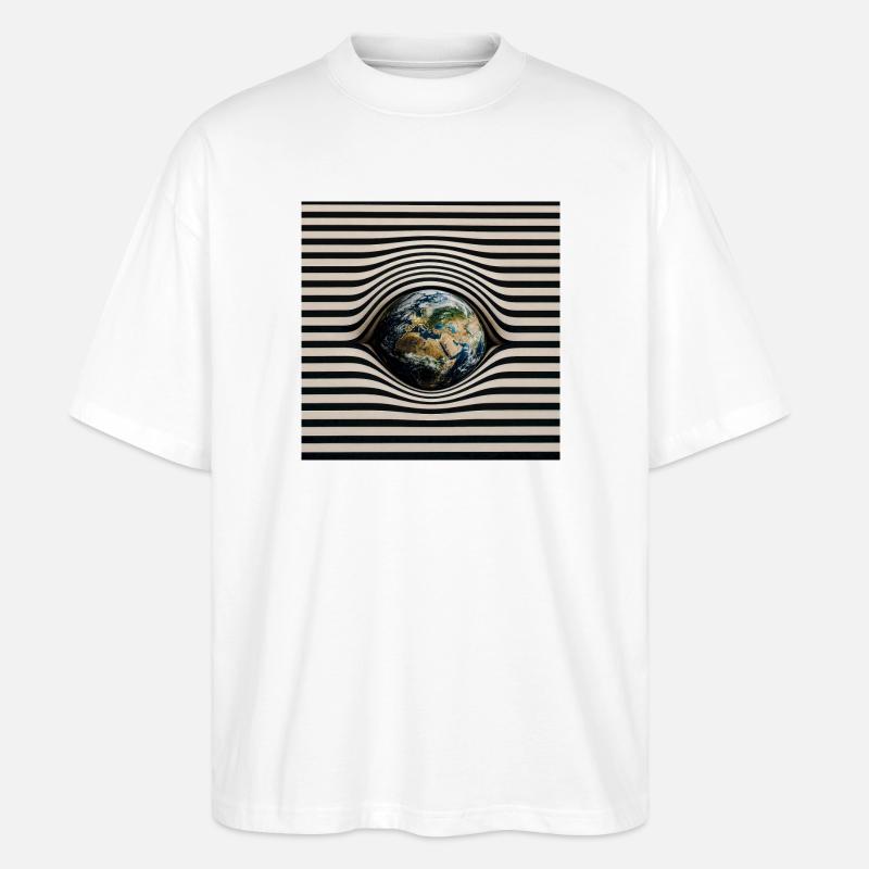 Erde im optischen Wellenmuster - Stanley/Stella Oversized Unisex Bio T-Shirt Blaster 2.0 - Weiß