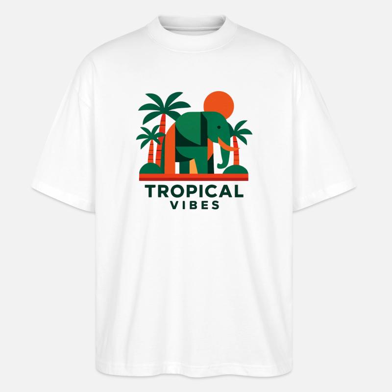 Tropical Elephant - Stanley/Stella Oversized Unisex Bio T-Shirt Blaster 2.0 - Weiß