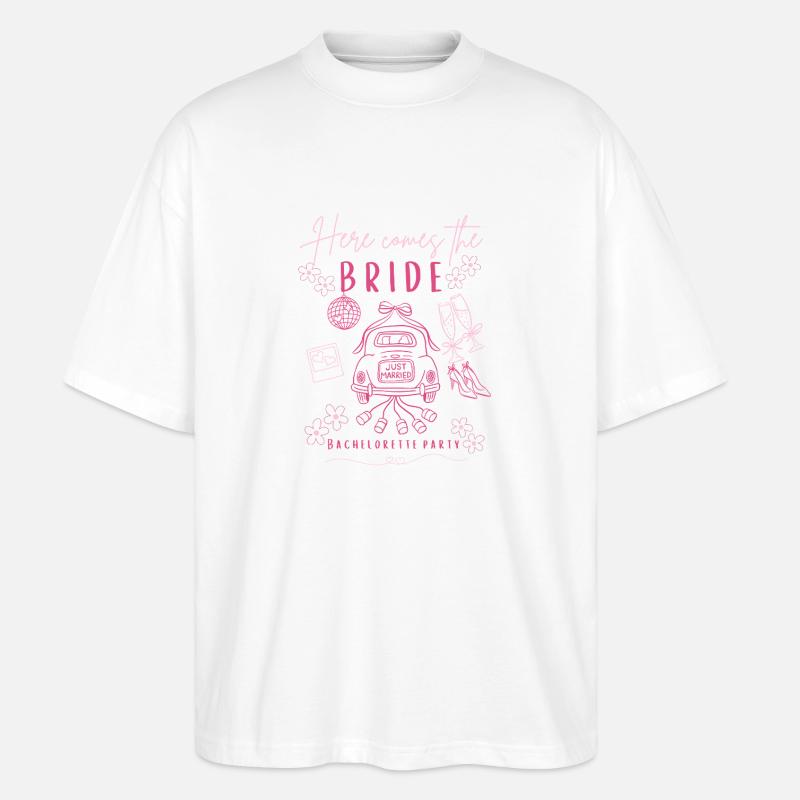 Brautparty Pink: Junggesellenabschied Braut Bride - Stanley/Stella Oversized Unisex Bio T-Shirt Blaster 2.0 - Weiß