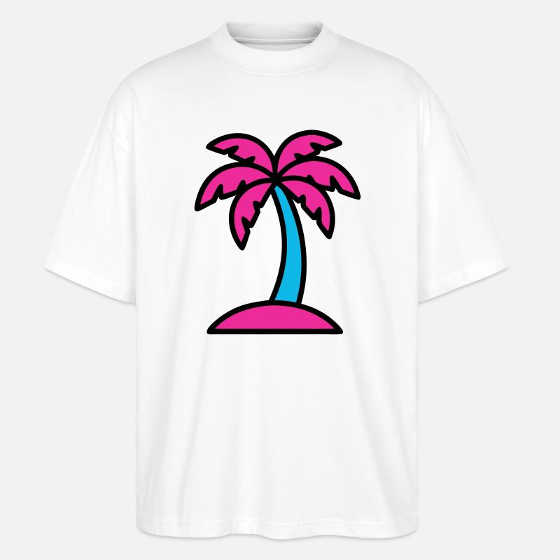 Neon Palme 90er Vaporwave - Stanley/Stella Oversized Unisex Bio T-Shirt Blaster 2.0 - Weiß