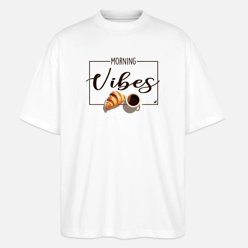 Tasse Kaffee & Croissant - Stanley/Stella Oversized Unisex Bio T-Shirt Blaster 2.0 - Weiß