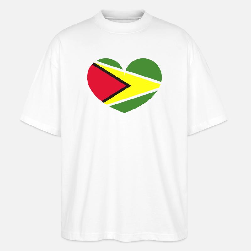 Guyana-Herzflagge - Stanley/Stella Oversized Unisex Bio T-Shirt Blaster 2.0 - Weiß