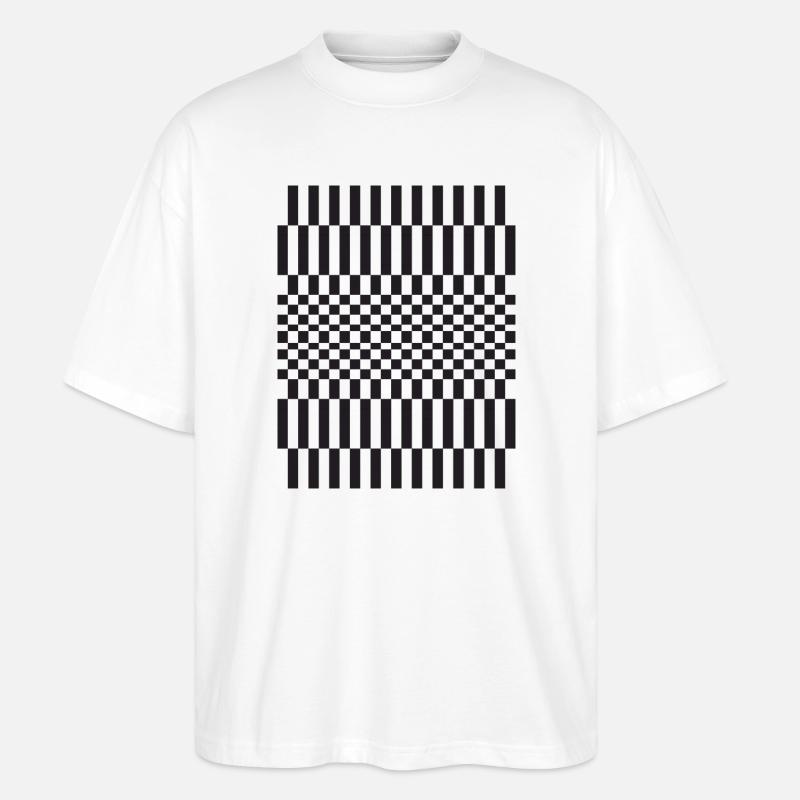 Geometrisches Schachbrett-Gittermuster - Stanley/Stella Oversized Unisex Bio T-Shirt Blaster 2.0 - Weiß