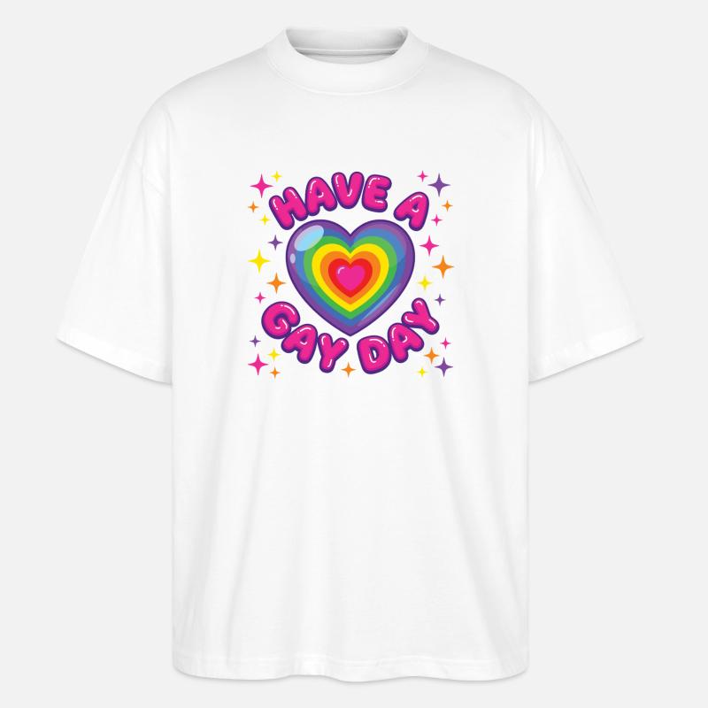 LGBT-Pride-Monat – Habt einen schwulen Tag - Stanley/Stella Oversized Unisex Bio T-Shirt Blaster 2.0 - Weiß