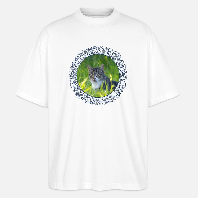 Katzen Kater Freigänger - Stanley/Stella Oversized Unisex Bio T-Shirt Blaster 2.0 - Weiß
