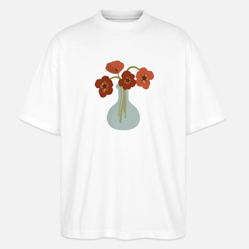 Rote Mohnvase Floral - Stanley/Stella Oversized Unisex Bio T-Shirt Blaster 2.0 - Weiß