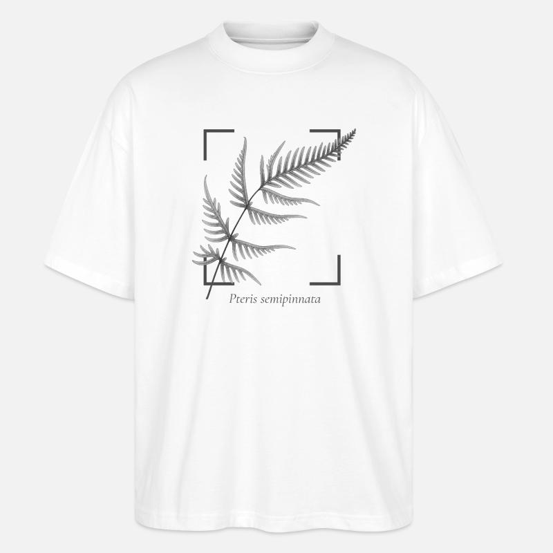 Fern leaf (Pteris semipinnata) - Stanley/Stella Oversized Unisex Organic T-shirt Blaster 2.0 - white