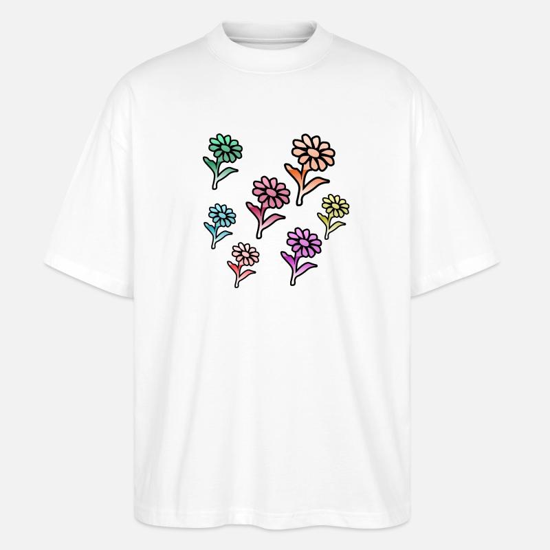 Blumen - Stanley/Stella Oversized Unisex Bio T-Shirt Blaster 2.0 - Weiß