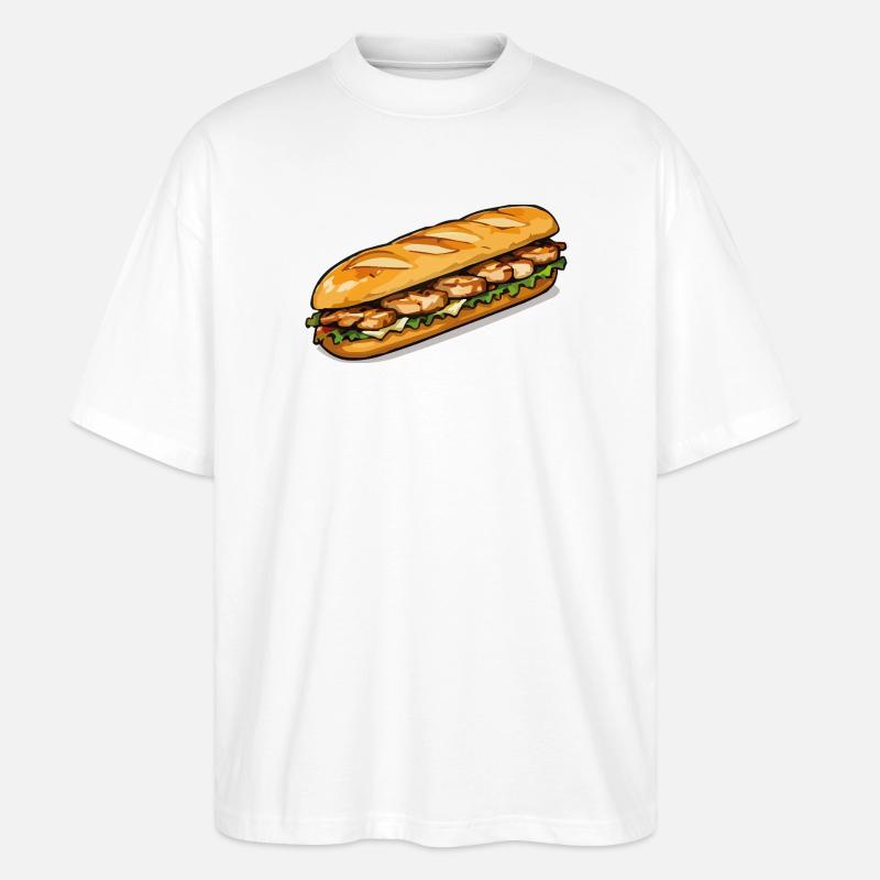 Gegrilltes Hähnchen Sub Kunst - Stanley/Stella Oversized Unisex Bio T-Shirt Blaster 2.0 - Weiß