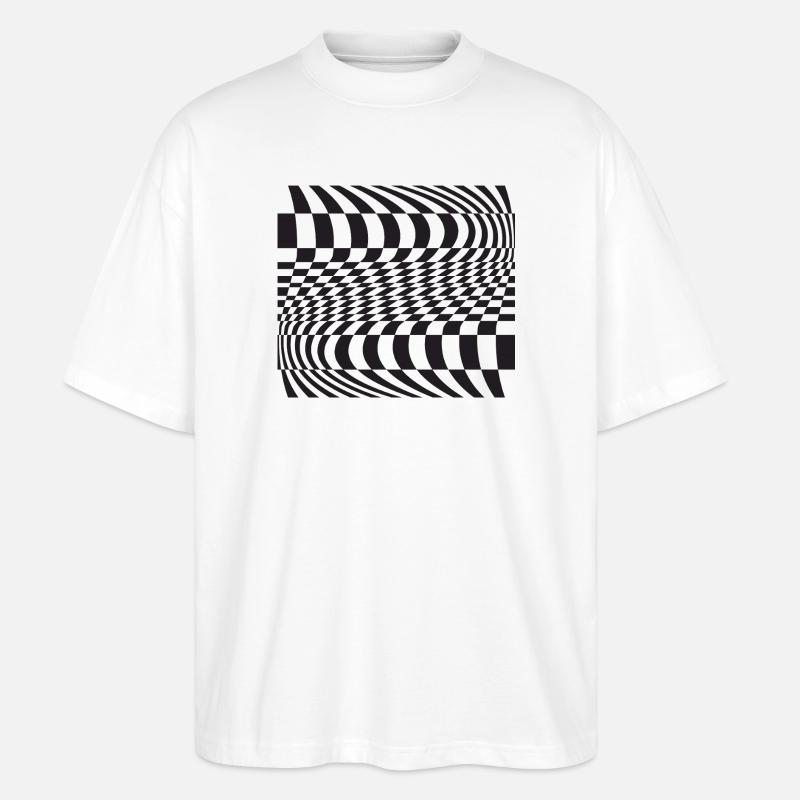 Optic Curve Grid - Stanley/Stella Oversized Unisex Organic T-shirt Blaster 2.0 - white