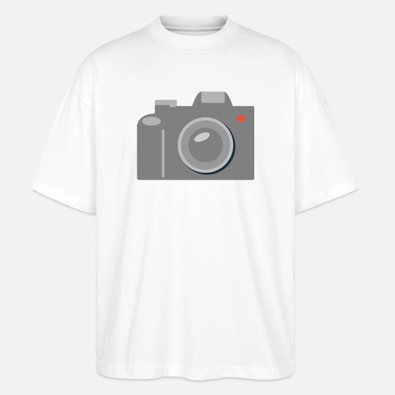 Icône de caméra Gris graphique - T-shirt bio Blaster 2.0 coupe oversize Stanley/Stella Unisexe - blanc