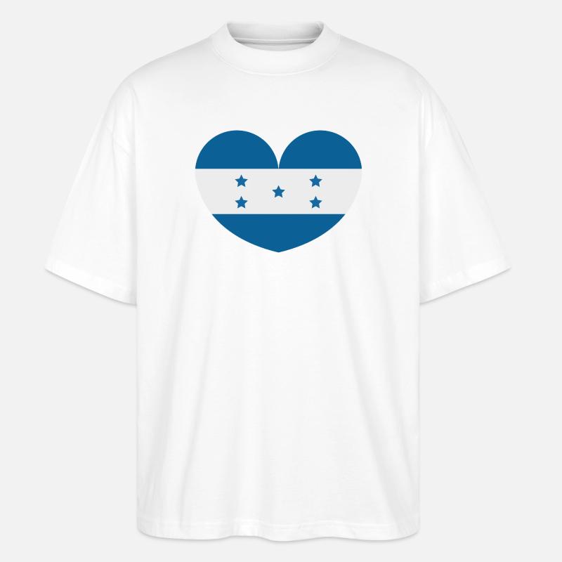 Drapeau du cœur du Honduras - T-shirt bio Blaster 2.0 coupe oversize Stanley/Stella Unisexe - blanc