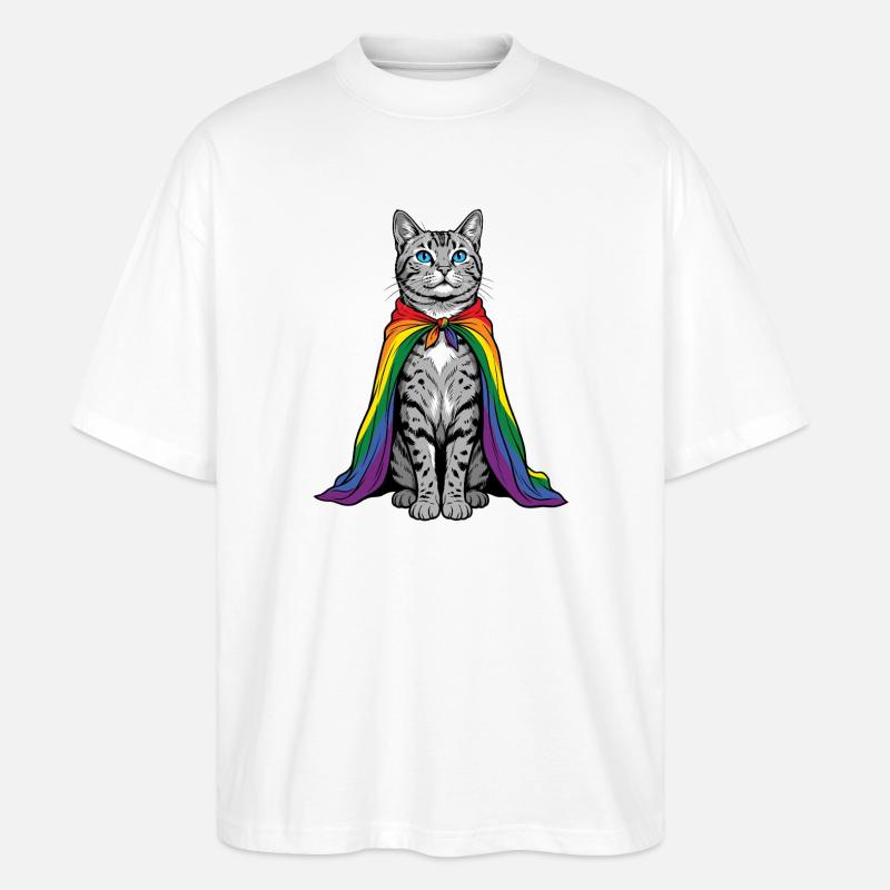 Pride Month LGBTQ – Rainbow Cat - Stanley/Stella Oversized Unisex Bio T-Shirt Blaster 2.0 - Weiß