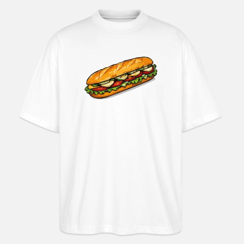 Frischer Sandwich Blickfang - Stanley/Stella Oversized Unisex Bio T-Shirt Blaster 2.0 - Weiß