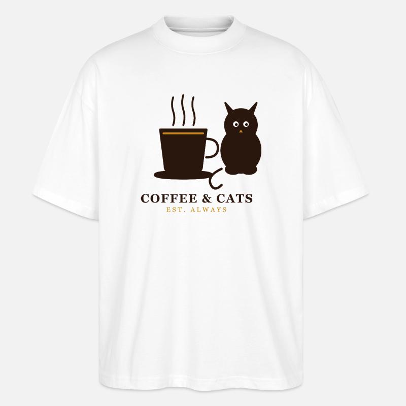 Coffee Cats Gemütliche Momente - Stanley/Stella Oversized Unisex Bio T-Shirt Blaster 2.0 - Weiß