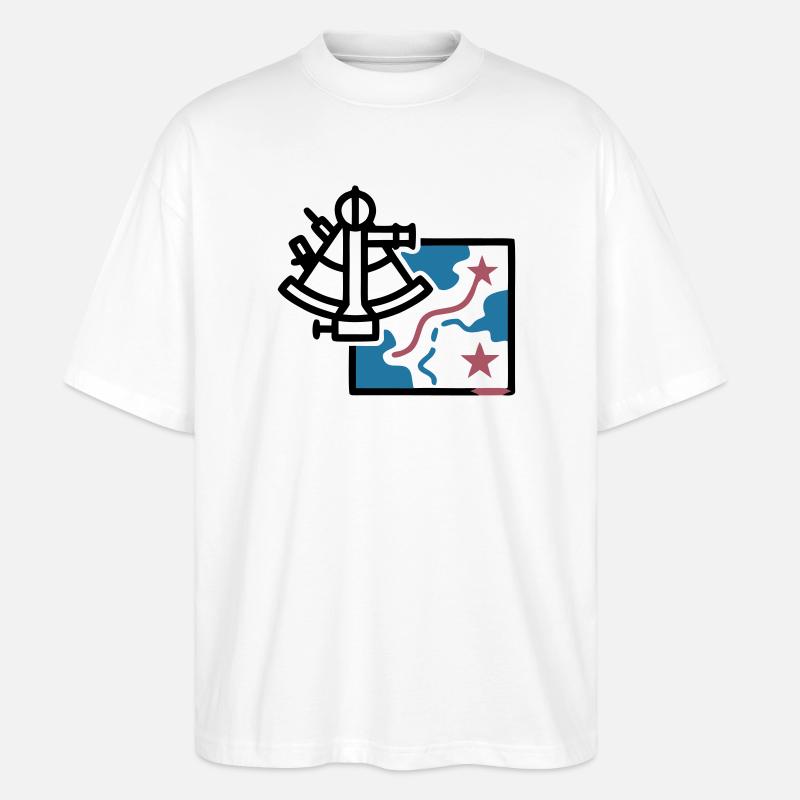 Sextant Navigation Karte Vektor - Stanley/Stella Oversized Unisex Bio T-Shirt Blaster 2.0 - Weiß