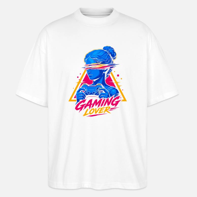 Fille Amante de Jeux Rétro - T-shirt bio Blaster 2.0 coupe oversize Stanley/Stella Unisexe - blanc