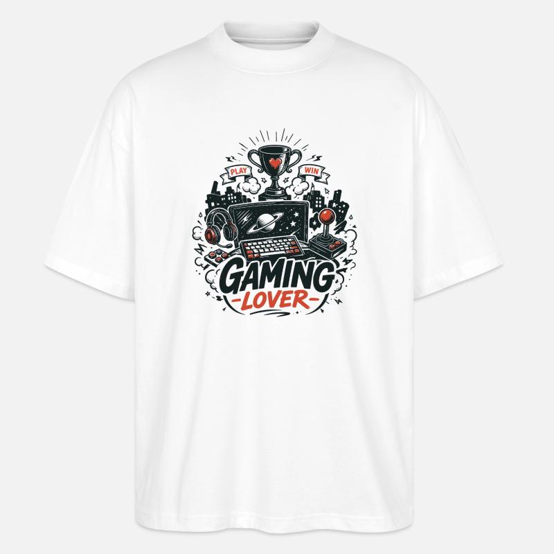 Gaming Lover Retro Controller - Stanley/Stella Oversized Unisex Organic T-shirt Blaster 2.0 - white