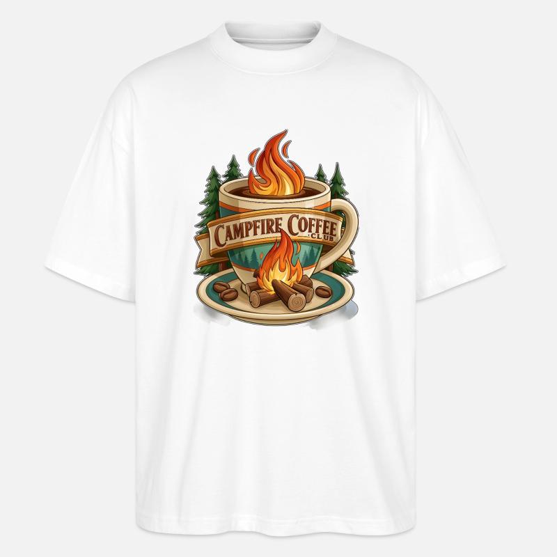 Campfire Coffee Club Kunst - Stanley/Stella Oversized Unisex Bio T-Shirt Blaster 2.0 - Weiß