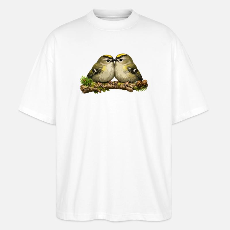 Crêtes dorées sur brindille - illustration - T-shirt bio Blaster 2.0 coupe oversize Stanley/Stella Unisexe - blanc
