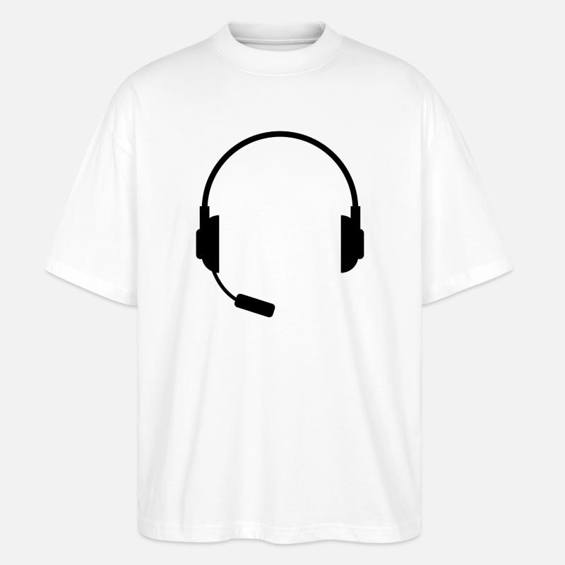 Headset mit Mikrofon - Stanley/Stella Oversized Unisex Bio T-Shirt Blaster 2.0 - Weiß