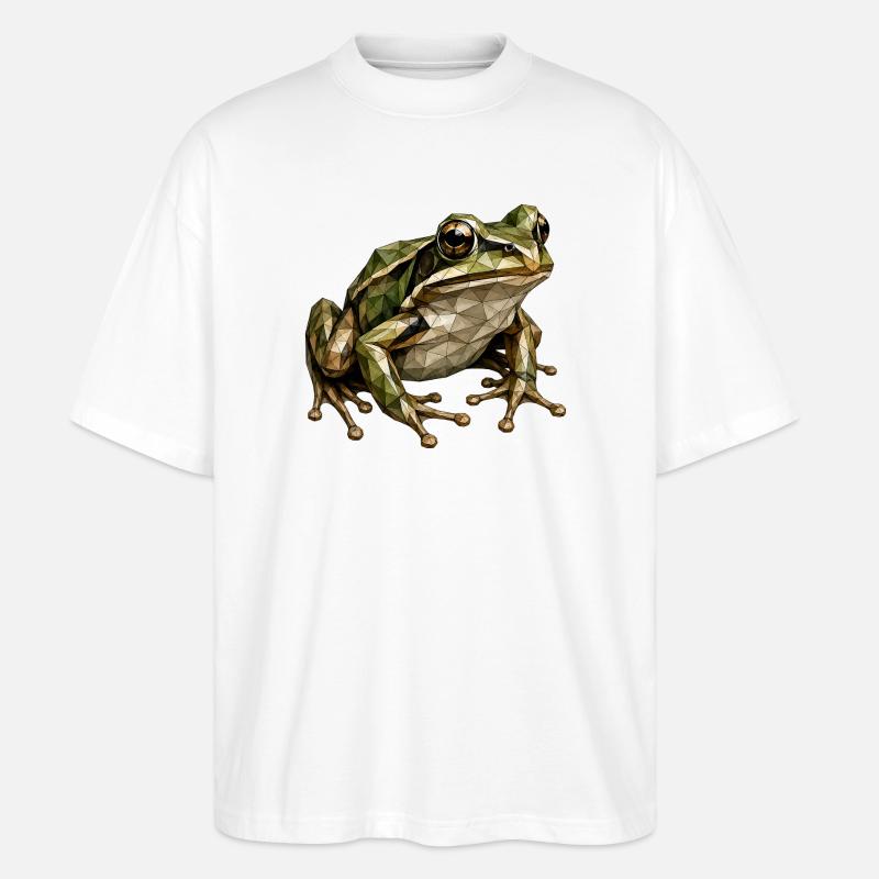 Geometric Frog Polygon Art - Stanley/Stella Oversized Unisex Organic T-shirt Blaster 2.0 - white