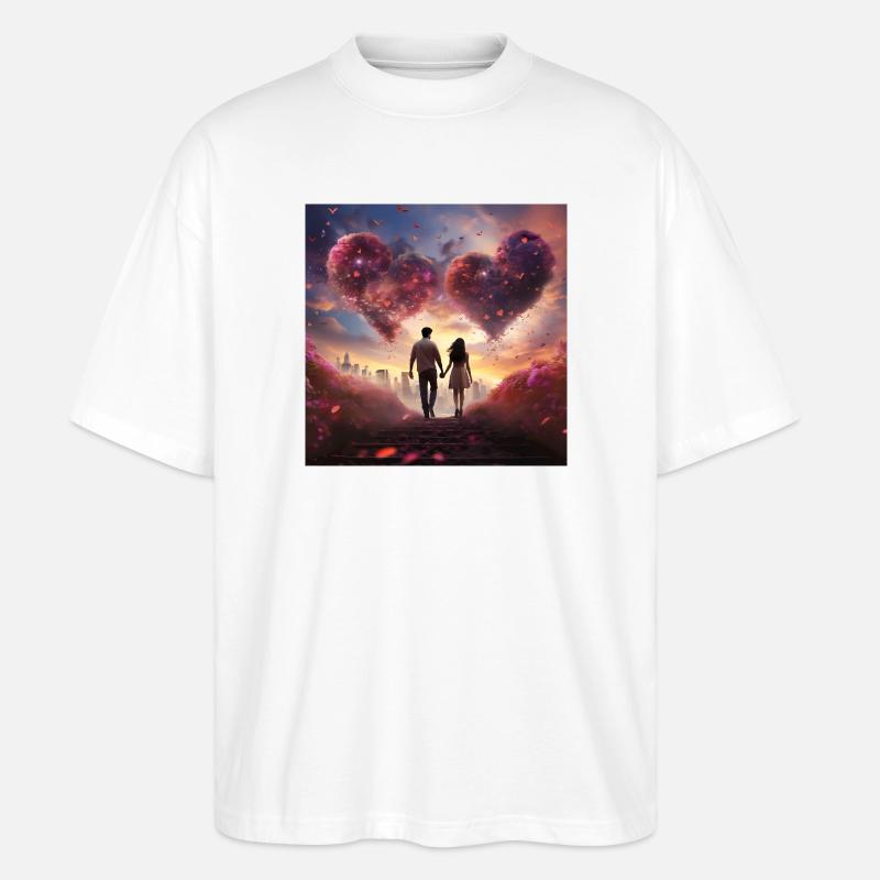 Heart cloud in evening light - Stanley/Stella Oversized Unisex Organic T-shirt Blaster 2.0 - white