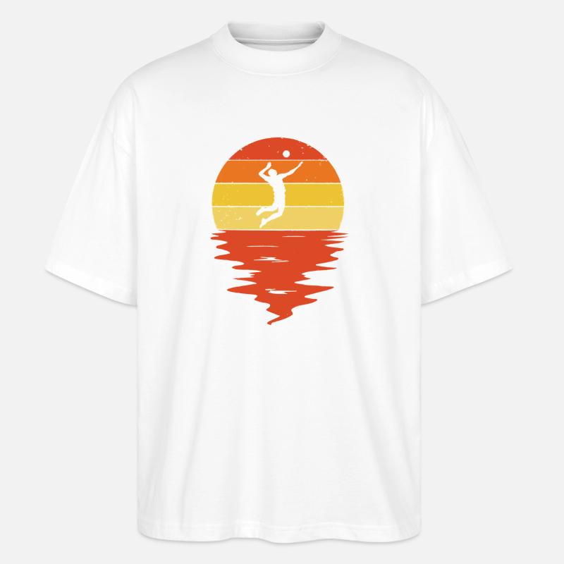Sunset Silhouette Leap - Stanley/Stella Oversized Unisex Organic T-shirt Blaster 2.0 - white