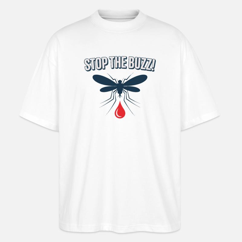 Stop the Buzz Mosquito Blood Drop - Stanley/Stella Oversized Unisex Organic T-shirt Blaster 2.0 - white