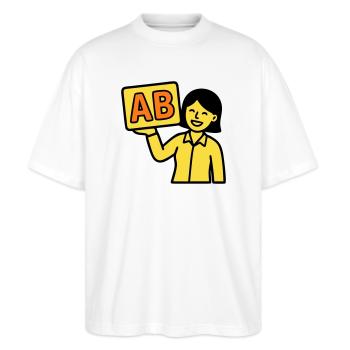 Teacher Elementary School ABC Vector - Stanley/Stella Oversized Unisex Organic T-shirt Blaster 2.0 - white - Front - Alina (178cm) & Michal (187cm)