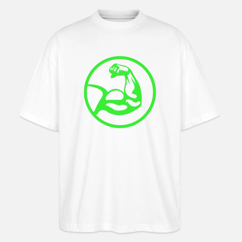 Biceps – silhouette verte - T-shirt bio Blaster 2.0 coupe oversize Stanley/Stella Unisexe - blanc
