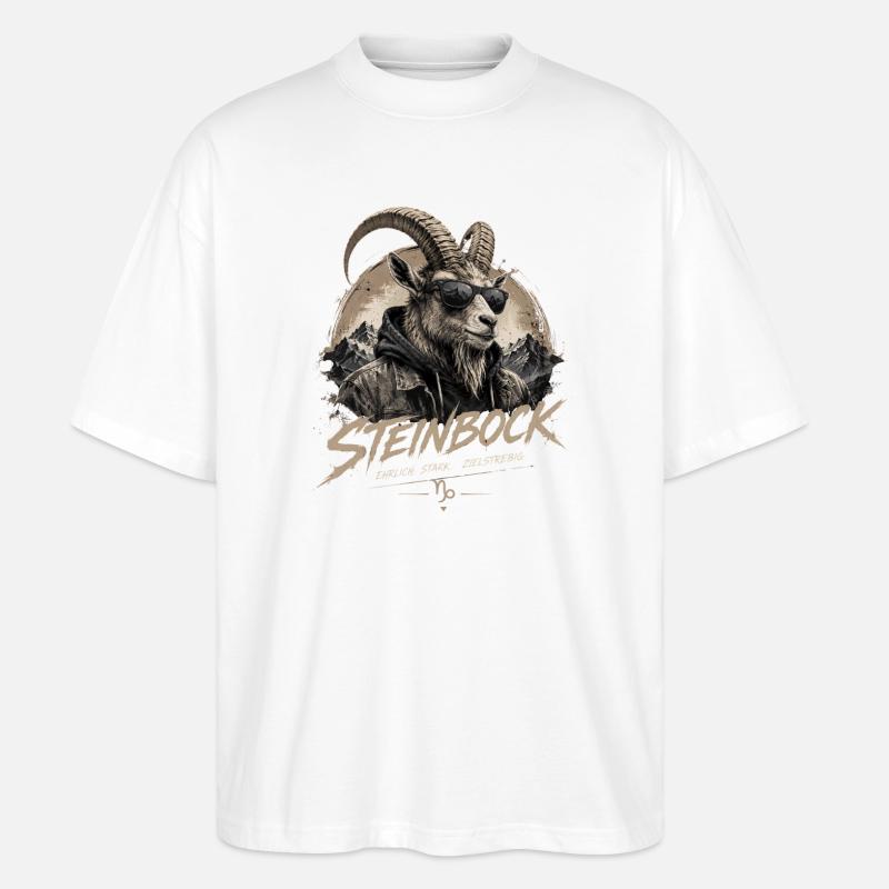 Steinbock Style - Stanley/Stella Oversized Unisex Bio T-Shirt Blaster 2.0 - Weiß