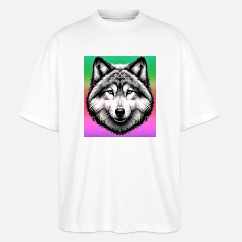 Wolf - Stanley/Stella Oversized Unisex Organic T-shirt Blaster 2.0 - white