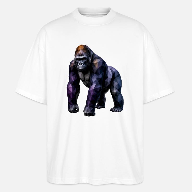 Gorilla Polygon – Farbige Geometrie - Stanley/Stella Oversized Unisex Bio T-Shirt Blaster 2.0 - Weiß