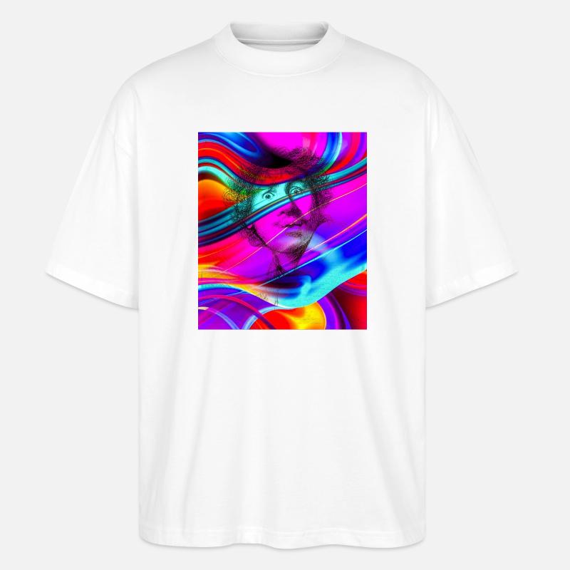Psychedelisches Porträt im Farbfluss - Stanley/Stella Oversized Unisex Bio T-Shirt Blaster 2.0 - Weiß