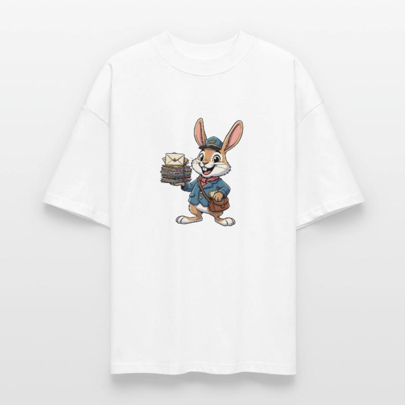 Rabbit as a postman with a stack of letters Stanley/Stella Oversized Unisex Organic T-shirt Blaster 2.0