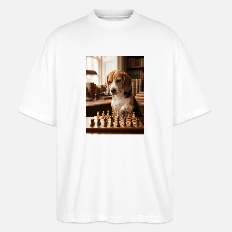 Beagle-Hund spielt Schach - Stanley/Stella Oversized Unisex Bio T-Shirt Blaster 2.0 - Weiß