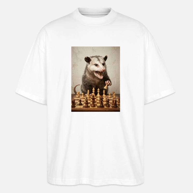 Opossum joue aux échecs - T-shirt bio Blaster 2.0 coupe oversize Stanley/Stella Unisexe - blanc