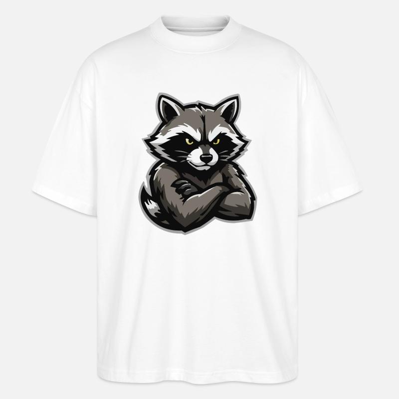 Verschränkter Waschbär-Charme - Stanley/Stella Oversized Unisex Bio T-Shirt Blaster 2.0 - Weiß