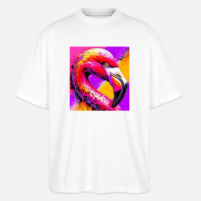flamingo - Stanley/Stella Oversized Unisex Organic T-shirt Blaster 2.0 - white