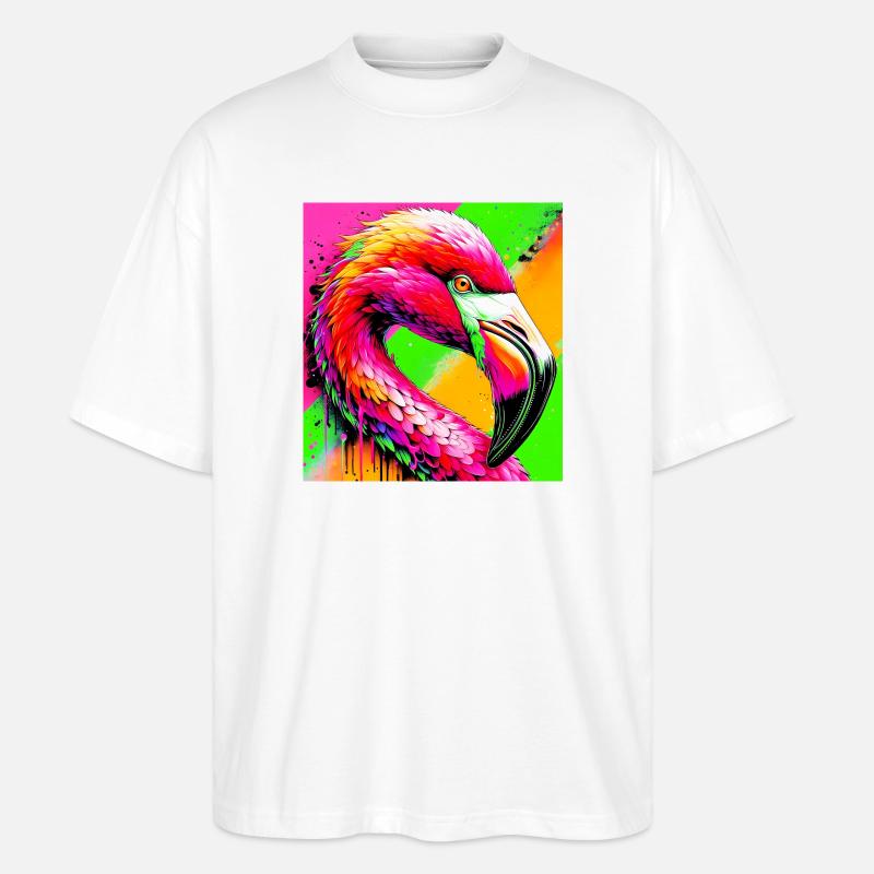 Flamingo - Stanley/Stella Oversized Unisex Bio T-Shirt Blaster 2.0 - Weiß