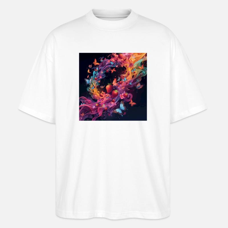 Bunte Beeren und Schmetterlinge - Stanley/Stella Oversized Unisex Bio T-Shirt Blaster 2.0 - Weiß