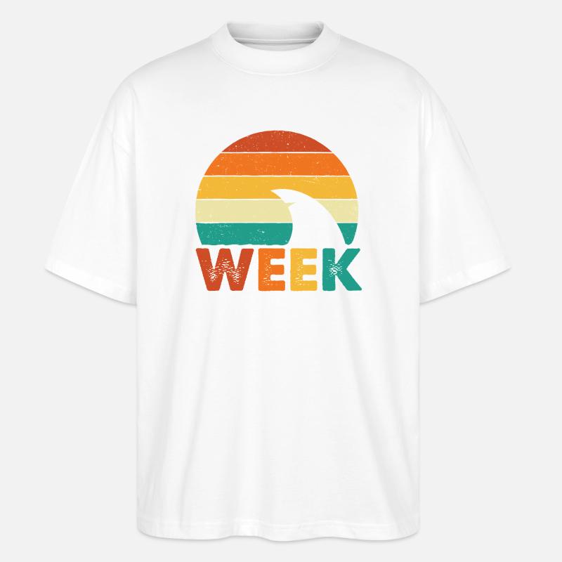Minimal Shark Week Ocean Marine Style - Stanley/Stella Oversized Unisex Organic T-shirt Blaster 2.0 - white