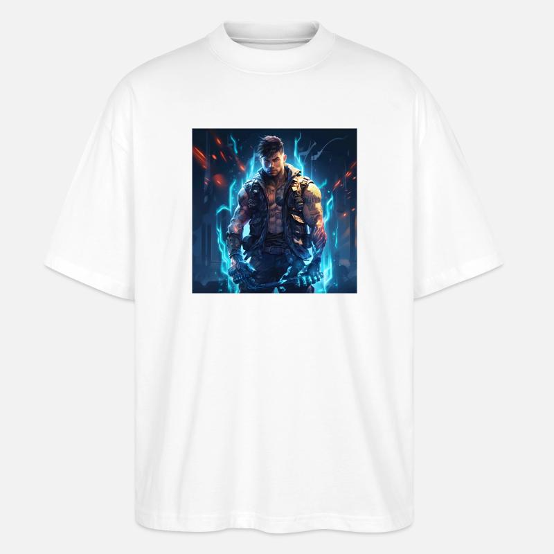 Nebula Ranger Neon Krieger - Stanley/Stella Oversized Unisex Bio T-Shirt Blaster 2.0 - Weiß