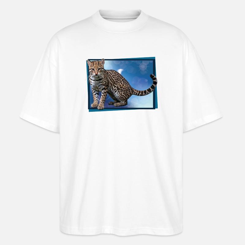 Blauer Leoparden-Bokeh - Stanley/Stella Oversized Unisex Bio T-Shirt Blaster 2.0 - Weiß