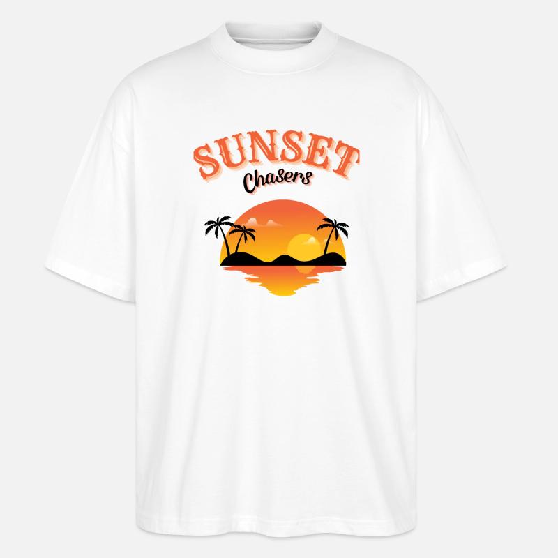 Sunset Chasers Tropische Abendstimmung - Stanley/Stella Oversized Unisex Bio T-Shirt Blaster 2.0 - Weiß