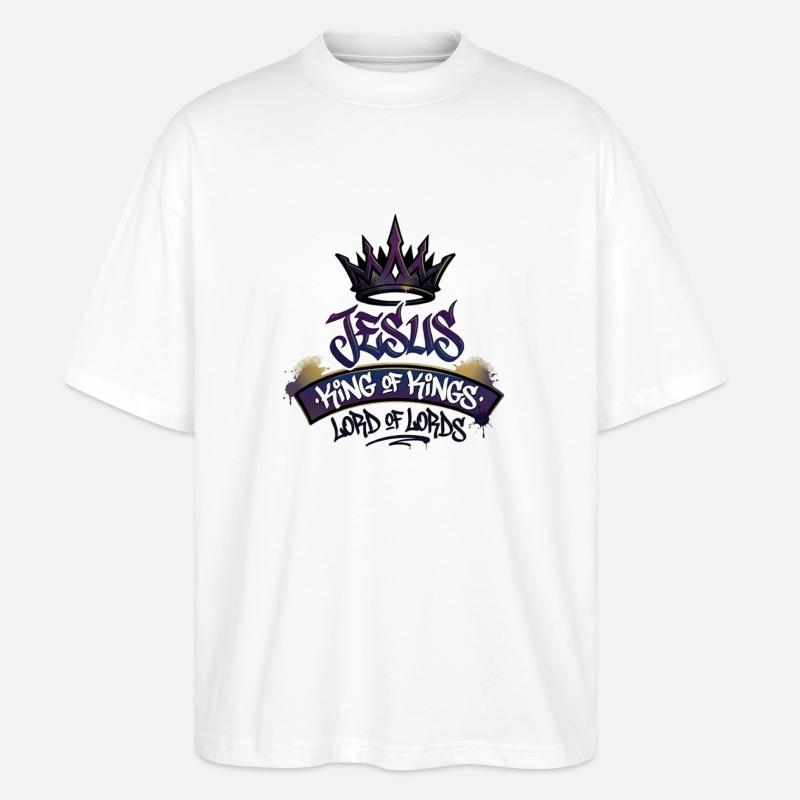 Jésus, roi des rois - T-shirt bio Blaster 2.0 coupe oversize Stanley/Stella Unisexe - blanc